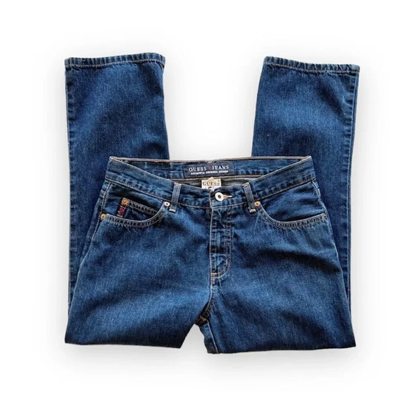 Guess Jeans Vintage America Ankle Slit Cropped  Capris Vintage 28 90’s Dark Wash - Picture 1 of 10